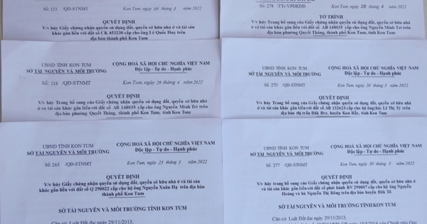 Nhiều giấy chứng nhận quyền sử dụng đất và trang bổ sung phải hủy bỏ